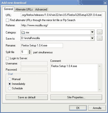 Effect of "FlashGot link" command