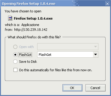 Override default download manager with FlashGot